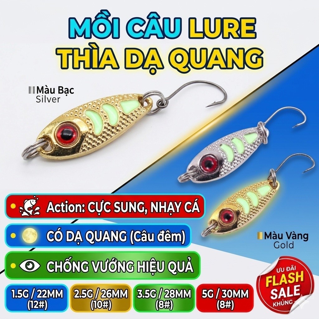 (4c/ 12c) .Luminous Spoon Lure สําหรับล่าสัตว์ช่อน, ปลากะพง, Ditch - Extreme Action-Fishing_Anh Bay 