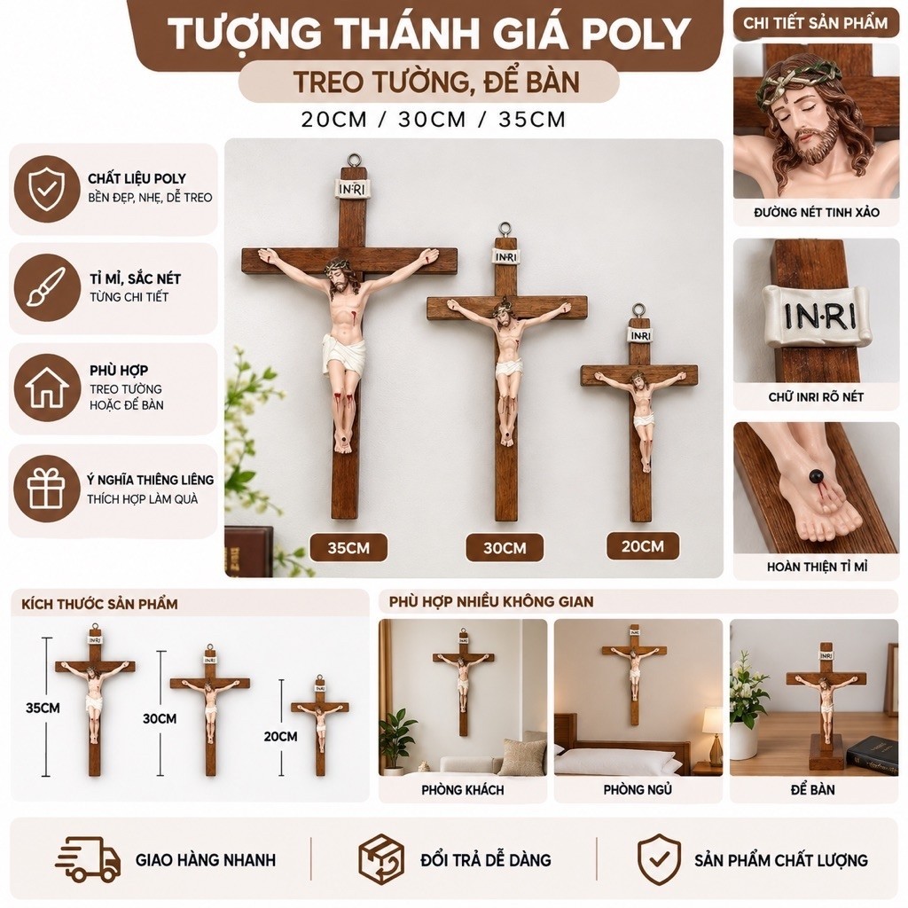 POLY CROSS STATUE – ติดผนัง, TABLE (20CM / 30CM / 35CM)