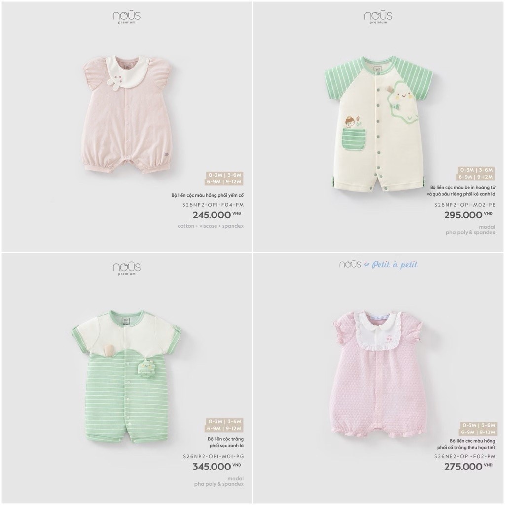 NOUS PREMIUM T4 จั้มสูทลายสําหรับเด็กผู้ชาย/เด็กหญิง ตั้งแต่ 0m ถึง 9-12m