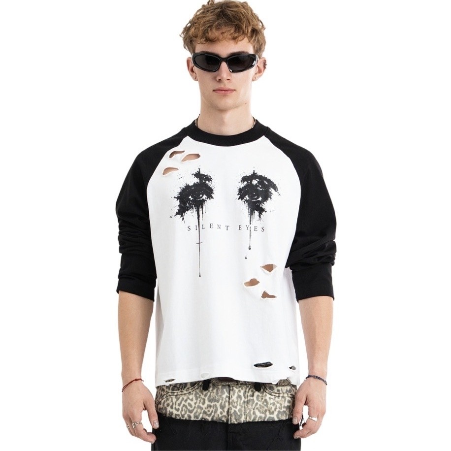 เสื้อยืดแขนยาวผู้ชายและผู้หญิง - OBA SILENT EYES RAGLAN LONG SLEEVE