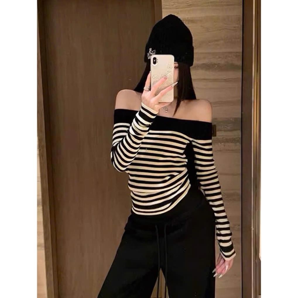 SUPER ATTRACTIVE COOL STRIPED FLAT SHOULDER SHIRT S6631