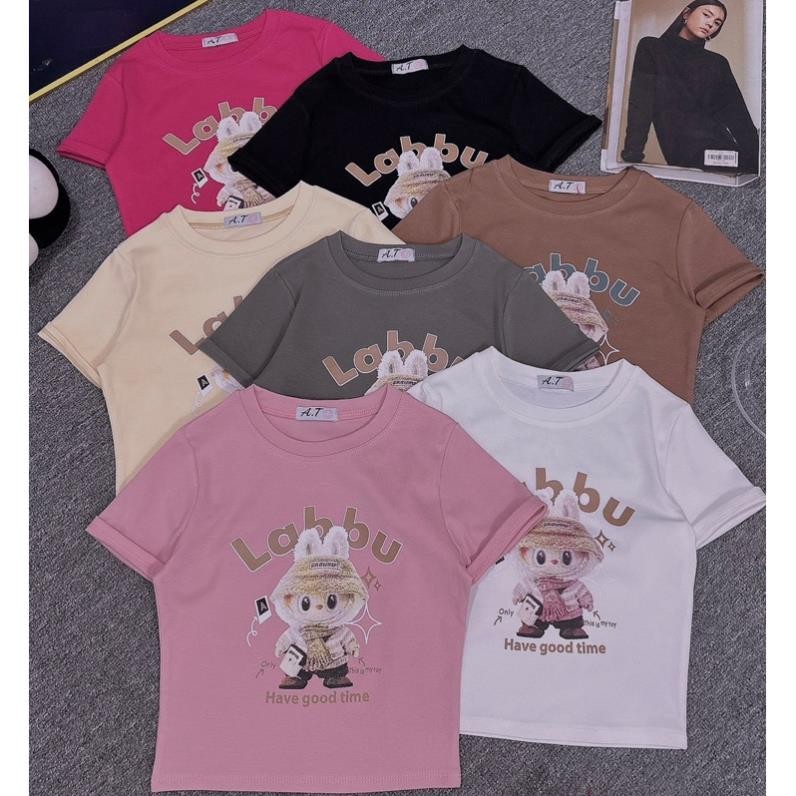 CROPTOP เสื้อยืดพิมพ์ลาย SOUR BEAR LA BU SUPER DADORABLE CR BUKHAN999