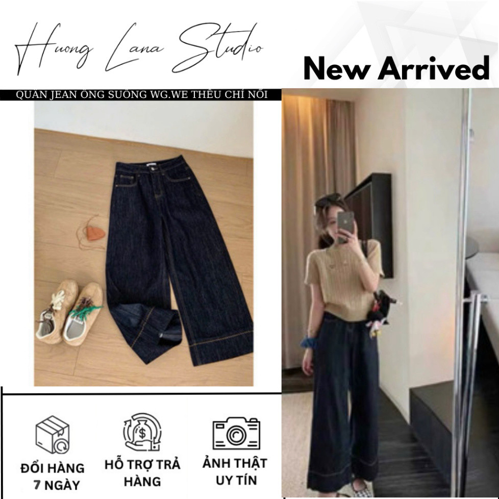 WG.WE กางเกงยีนส์ STRAIGHT-TUBE พร้อมการอ่านภาษาอังกฤษ
