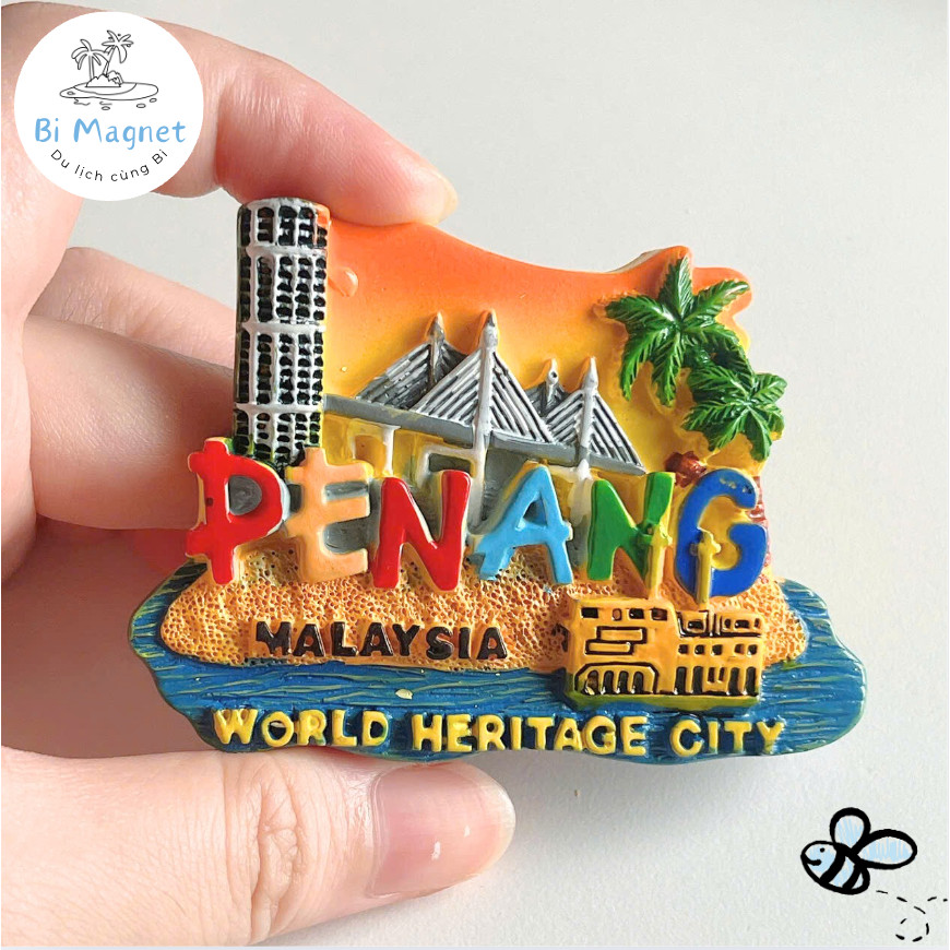 Magnet Malaysia สติ๊กเกอร์ติดตู้เย็น Penang สําหรับตู้เย็นของที่ระลึกการเดินทาง