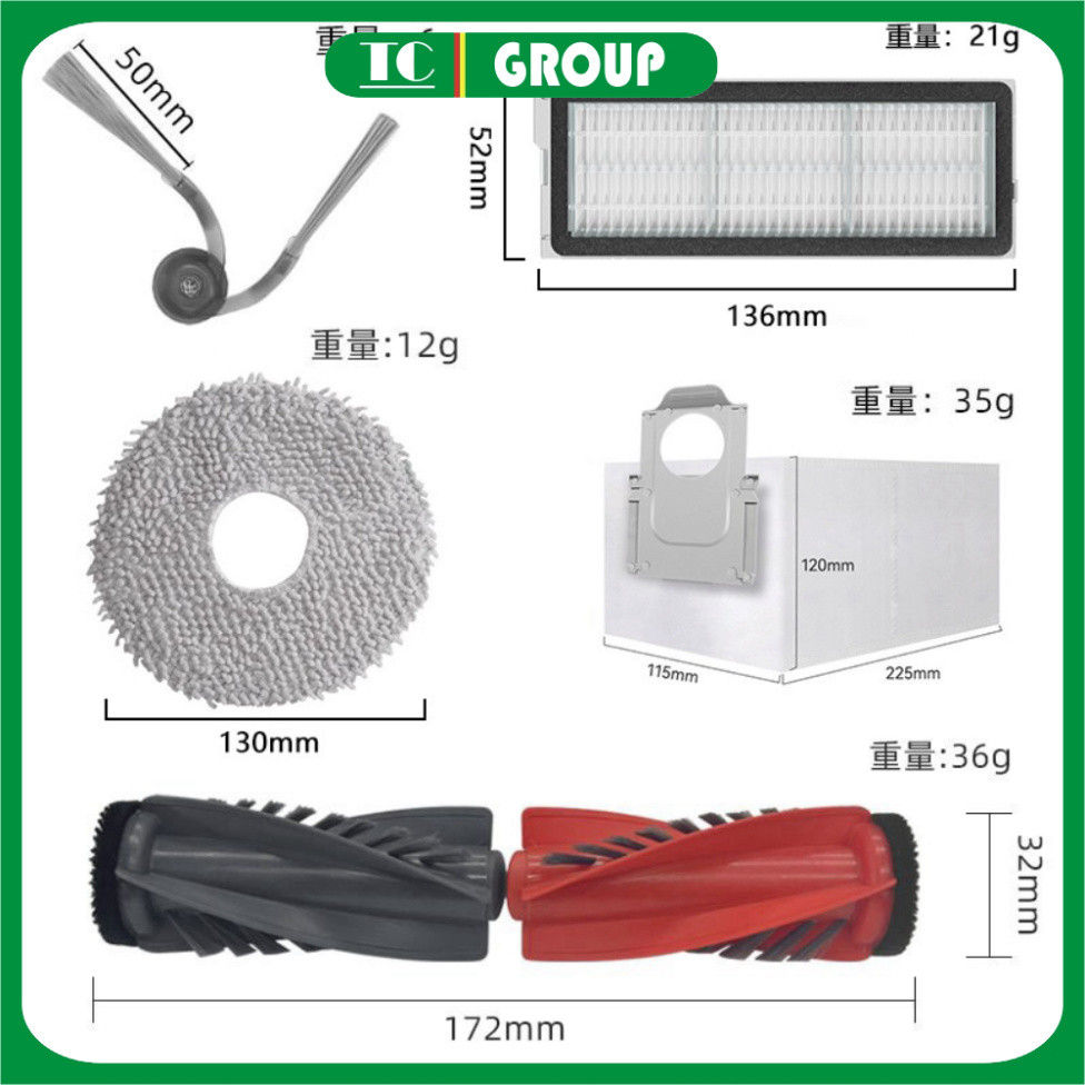 Roborock Q Revo 5AE อุปกรณ์เครื่องดูดฝุ่นหุ่นยนต์, Edge 5V1, S5A, hepa Filter, ผ้าขนหนู, แปรงกลาง, แ