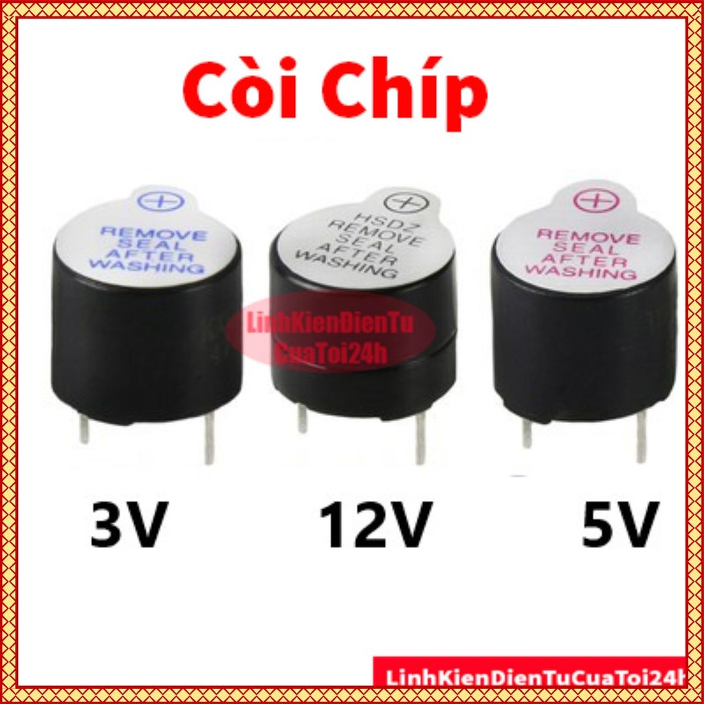 ชิป Buzzer, ไซเรน, Buzzer 3V, 5V, 12V 12*9,5mm