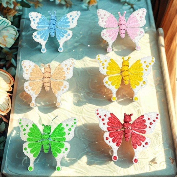 [Combo 6c - odd available] 3D พิมพ์สีสัน Butterflies ยืดหยุ่นย้ายปีกผีเสื้อ ของขวัญสําหรับเด็ก