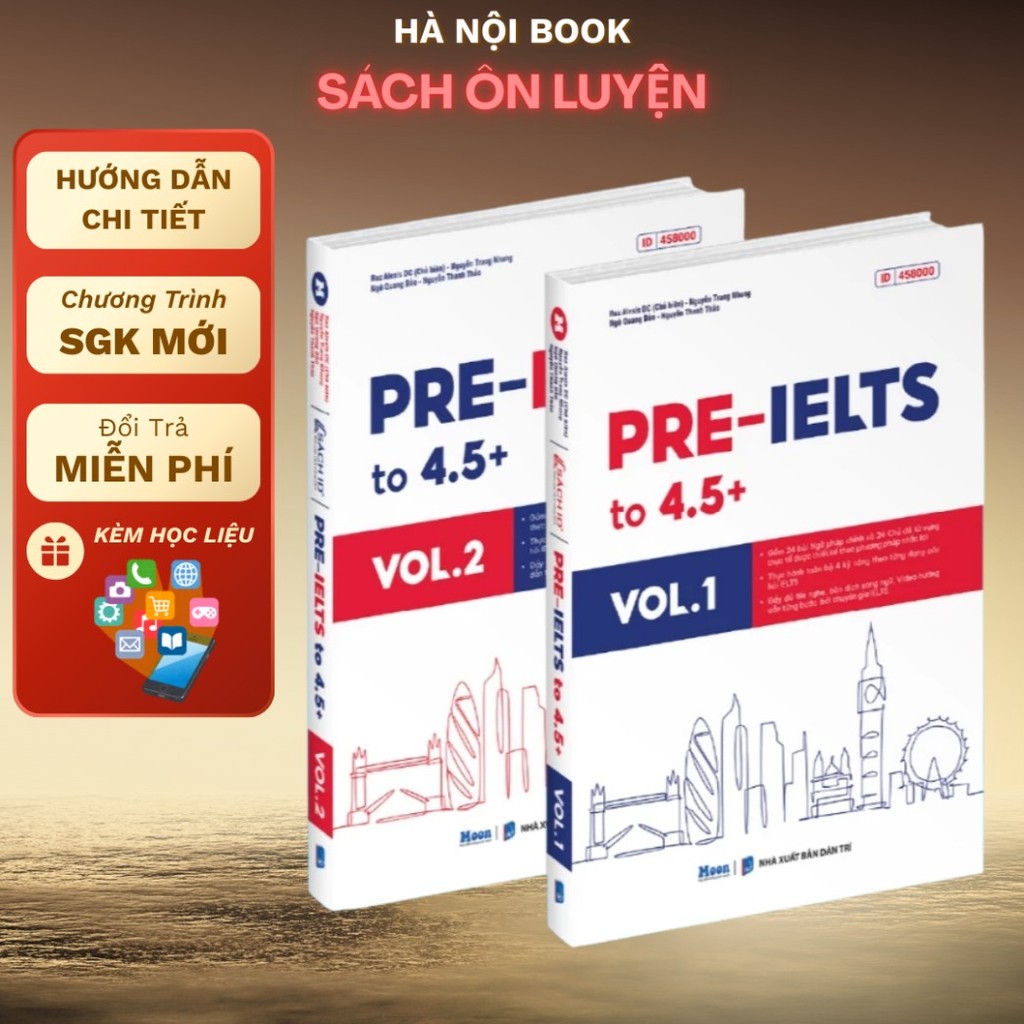 Pre book - Ielts to 4.5+ รองพื้นเริ่มฝึก IELTS (Combo 2c Vol 1 + Vol 2) - Moonbook