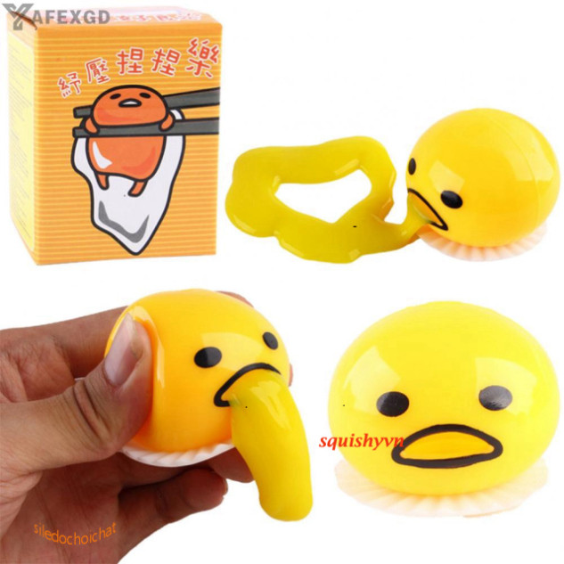 Squishy Puking Egg Yolk Stress Ball พร้อมของเล่นไข่คลายเครียด Goup สีเหลือง