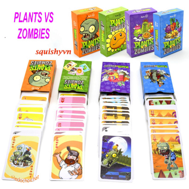 ชุดการ์ดตัวละคร chibi สุ่มน่ารัก 54 ชิ้น Plants vs Zombie