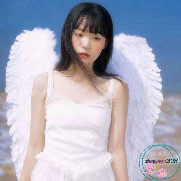(COSPLAY) WHITE ANGEL WINGS สําหรับวันฮาโลวีน งานเทศกาล วิดีโอ TikTok ไม่ซ้ําใครและน่าประทับใจ Duoyi