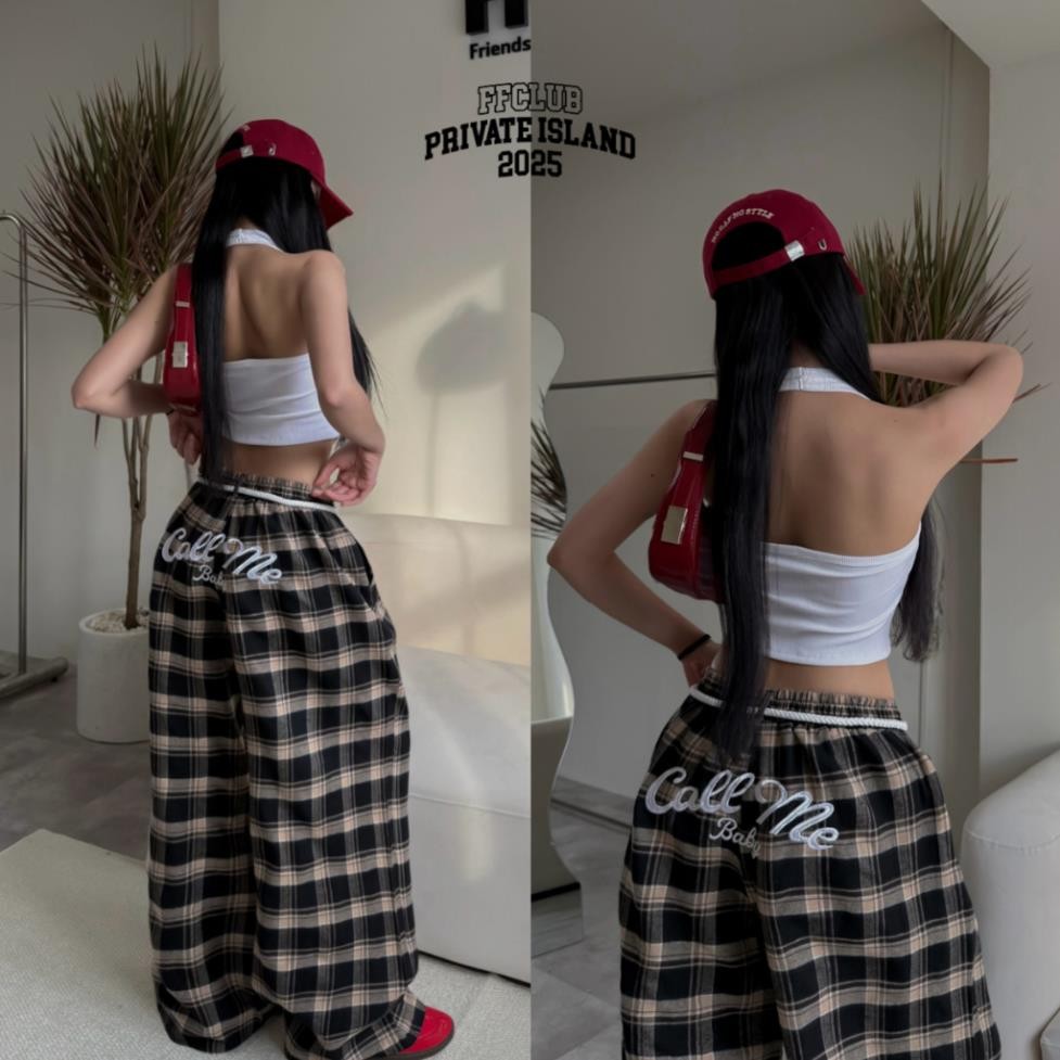 CALL ME BABY EMBROIDERED WIDE-LET กางเกงผ้าสักหลาดพร้อมเชือก TDSCLUB MIX