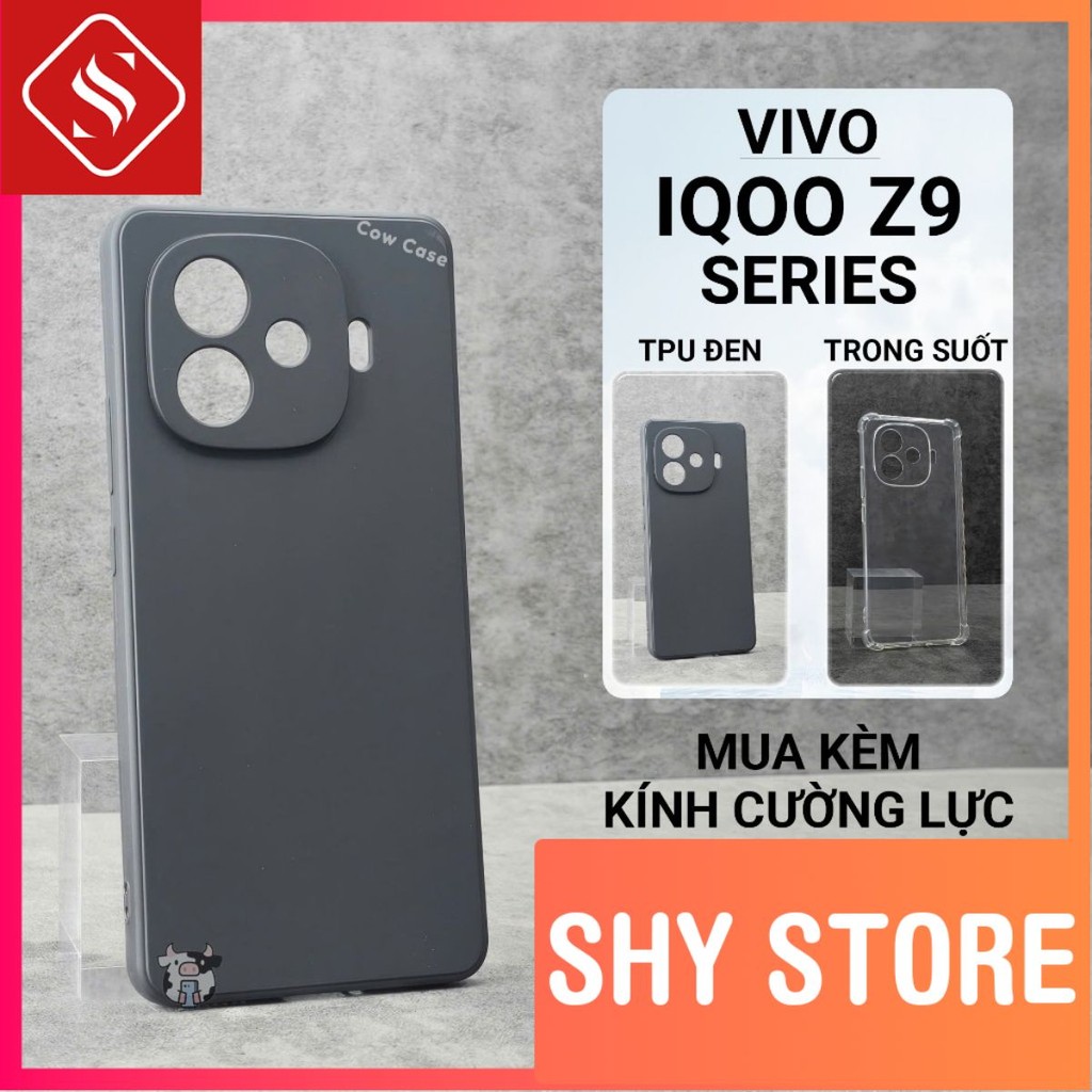IQoo Z9 Turbo, Z9 5G, Z9x, Z9 Lite/Plus ShyStore เคสสีดําล้วน | เคสโทรศัพท์แบบยืดหยุ่น Vivo ปกป้องกล