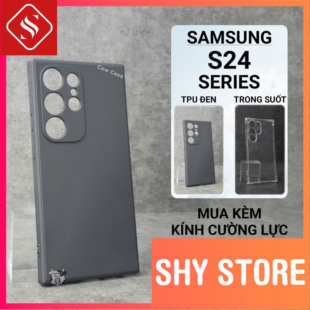 Samsung S24 Fe/Ultra/Plus, S24 5G ShyStore เคสสีดําล้วน | เคสโทรศัพท์แบบยืดหยุ่น SS galaxy ปกป้องกล้