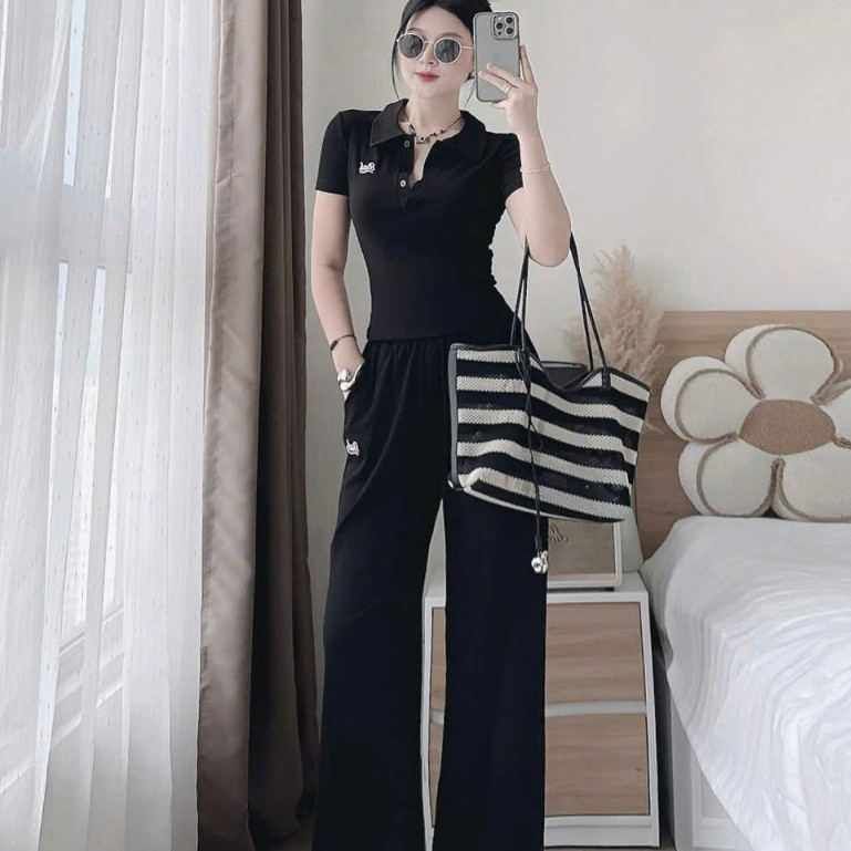 ชุดชุดฤดูร้อนสําหรับผู้หญิง ชุดคอปกและกางเกงขายาว 241(Z5) mi.n