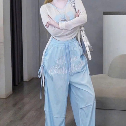 ชุดผู้หญิงกางเกงหลวมชุดเสื้อหูรูดแขนยาวผสมกางเกงขายาวตรง107(Z5) NC