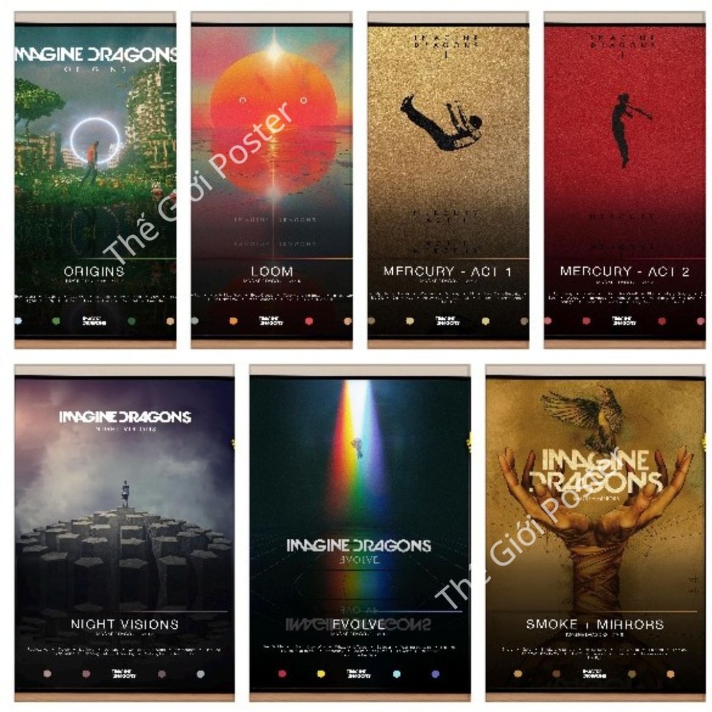 [164] Imagine Dragons โปสเตอร์ติดผนังลอกติด - Imagine Dragons ปกอัลบั้มเพลง โปสเตอร์พร้อมกาว