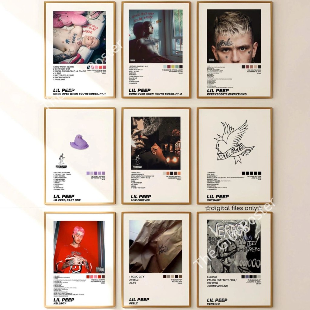 [125] โปสเตอร์ปกอัลบั้มเพลง Lil Peep | สไตล์โพลาลอยด์ | โปสเตอร์ติดผนัง Lil Peep rapper