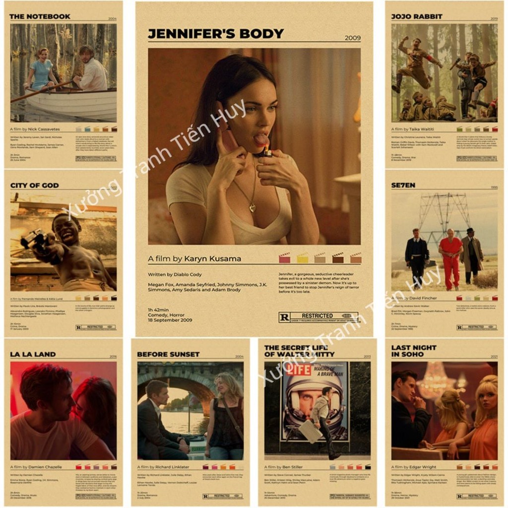 (X67) โปสเตอร์ภาพยนตร์คลาสสิก Jennifer Body / City of God / Jojo Rabbit กาวตกแต่ง