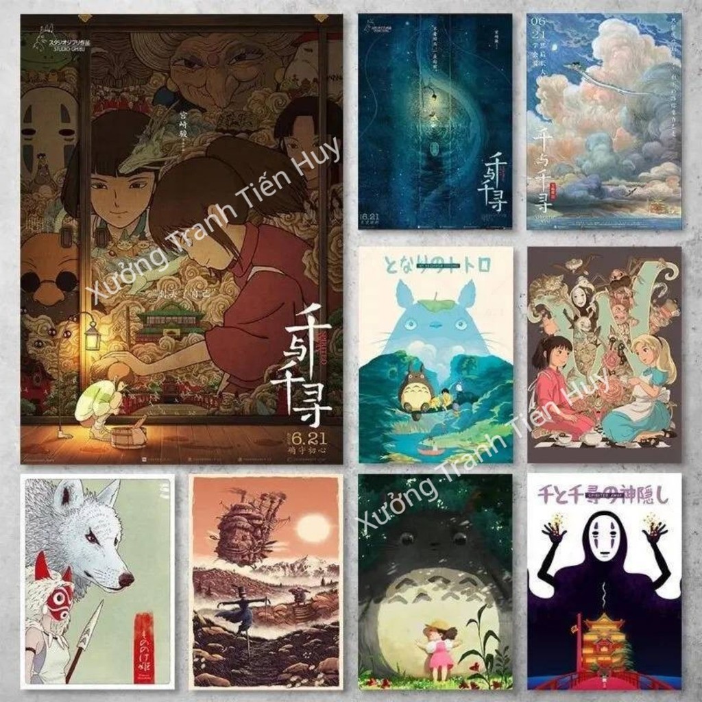 Studio Ghibli Anime Art จิตรกรรมฝาผนัง - Ghibli Studio โปสเตอร์ตกแต่งบ้านอะนิเมะ