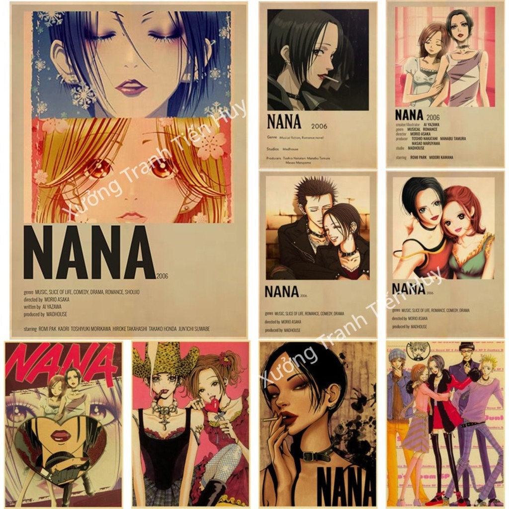 Funny Vintage NANA โปสเตอร์การ์ตูน - NaNa อะนิเมะโปสเตอร์สติ๊กเกอร์ติดผนังกาว