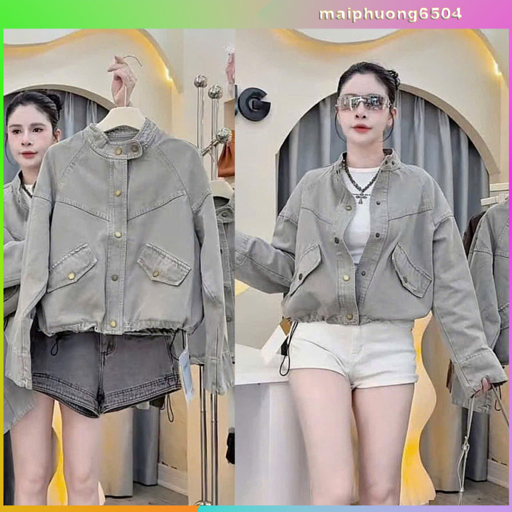New Drawstring Collar Cowboy Jacket – Top Style ใส่เลิศ!```