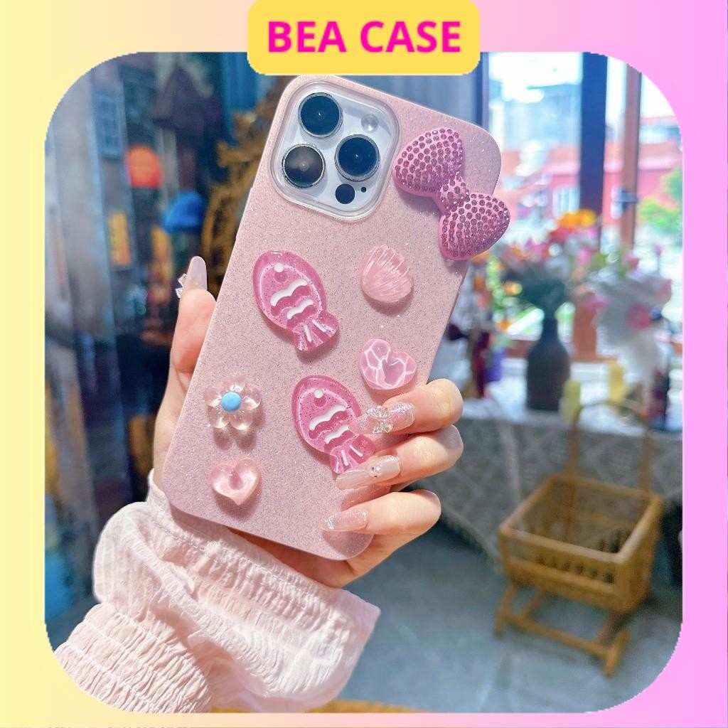 [N1L03] PINK OCEAN FISH เคสไอโฟน 7plus/8plus/xr/xsmax/11/12/13/14/15/16/pro/plus/promax (เคสแท่งสีชม