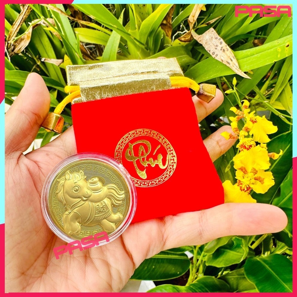VIP God of Wealth Golden Horse Leaf Gold Coin - บาร์เหรียญทองรูปม้าเป็นของขวัญสําหรับ Tet 2026