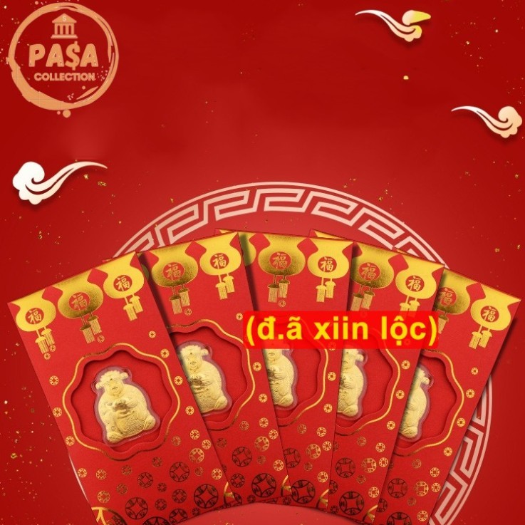 ชุดยอดนิยม 10 ซองเงินนําโชค God of Wealth ชุบทองมาตรฐาน TYPE 1 ของฮวงจุ้ยสําหรับเทพเจ้าแห่งความมั่งค