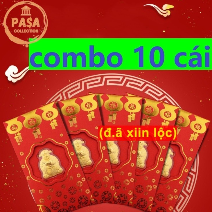 Trending Tet Lucky Money ขายส่ง 10 ชิ้น Lucky Gold Plated God of Wealth ซองสีแดง 2026 [VIP]