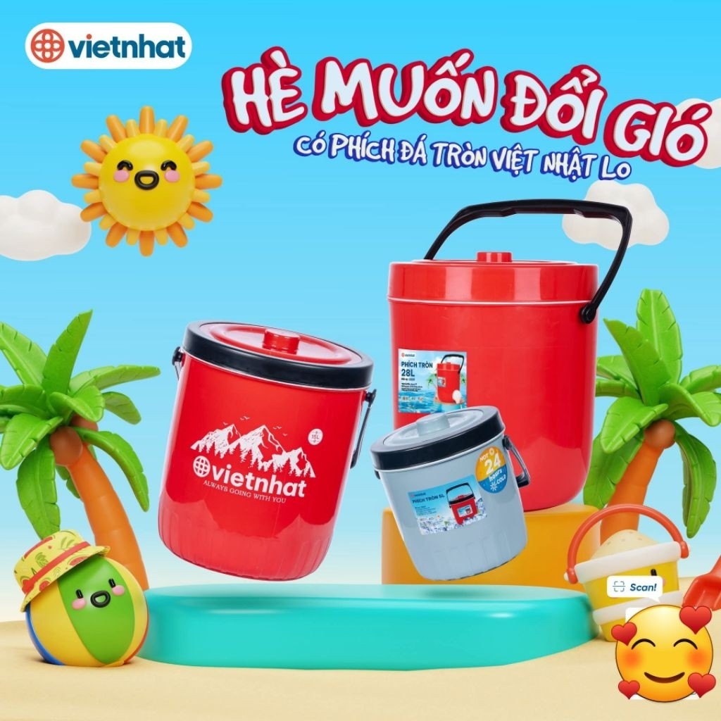 ROUND ICE CUP 3L, 5L, 7L, 10L, 15L VIET JAPAN HEAT BOTTLE VIET JAPAN พลาสติก ICE BIN