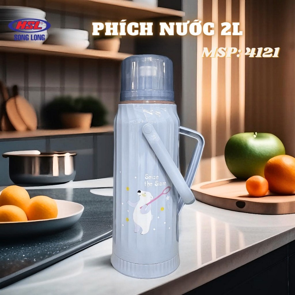 กระติกน้ําร้อน Song Long 2L ภายในแก้ว เก็บความร้อนได้นาน กระติกน้ําร้อนพร้อมฝาปิดปิดผนึก