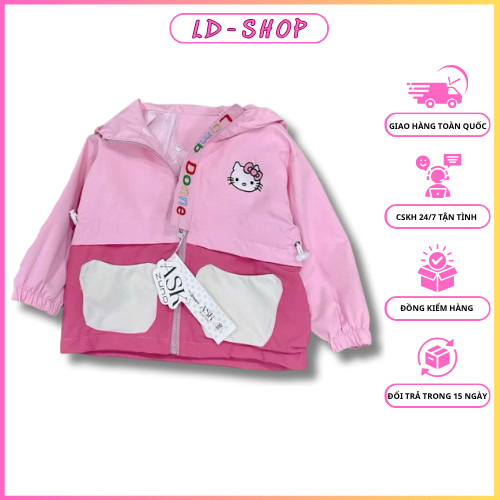 เสื้อกันลม Lamb donne kitty พร้อมหมวก 2 ชั้น มีโบว์โทนสีชมพูน่ารักสําหรับเด็ก - ldshop98