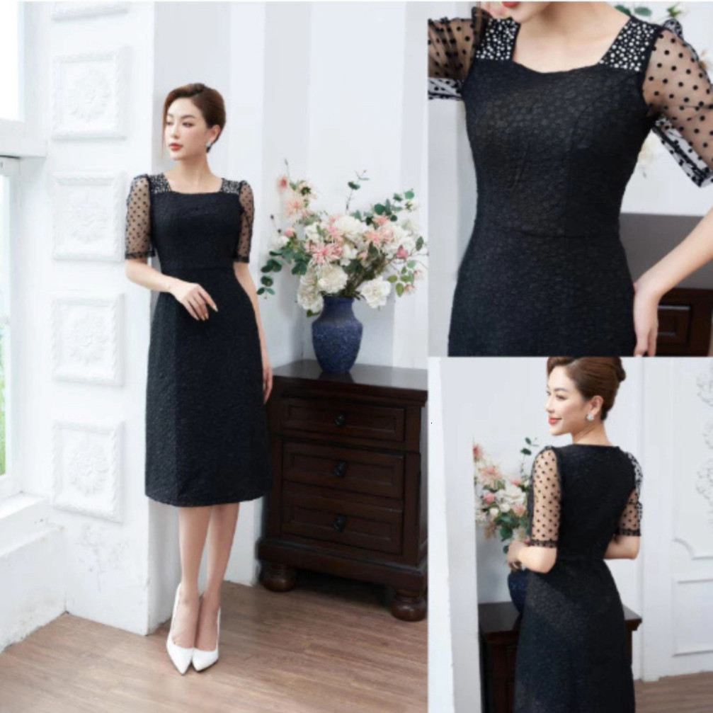 คุณภาพสูง BEADED Brocade OFFICE ชุดสตรี - [D974H]