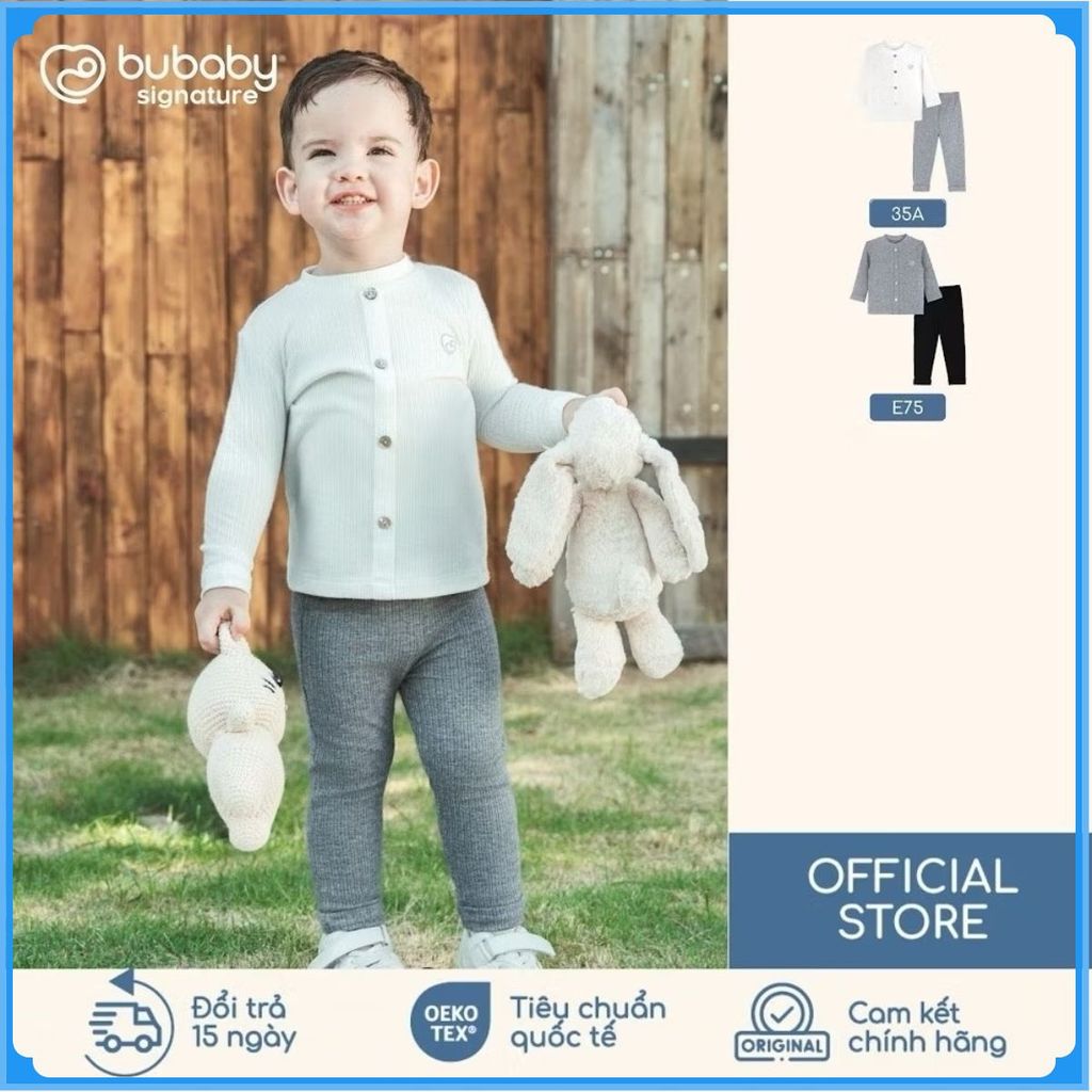 (6M-3Y) BU Baby BWL1109GC ชุดกระดุมกลางคอเต่าแขนยาว | เสื้อผ้า Bubaby ของแท้