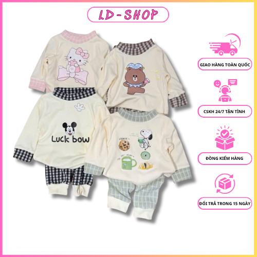 ชุดผ้าสักหลาดขนหนาลายตารางหมากรุก มิกกี้ คิตตี้ สนูปปี้ ลายหมีโทนพาสเทล สําหรับเด็กทารก - ldshop98