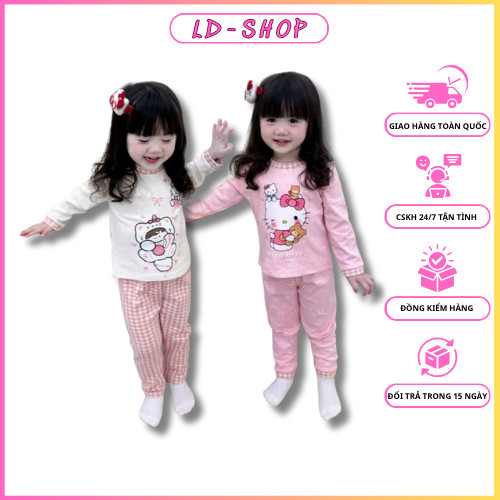 ชุดซิปขน hello kitty roro 2 ชิ้นพร้อมโบว์ลายสก๊อตสีชมพูสีเบจสําหรับเด็กผู้หญิง - ldshop98