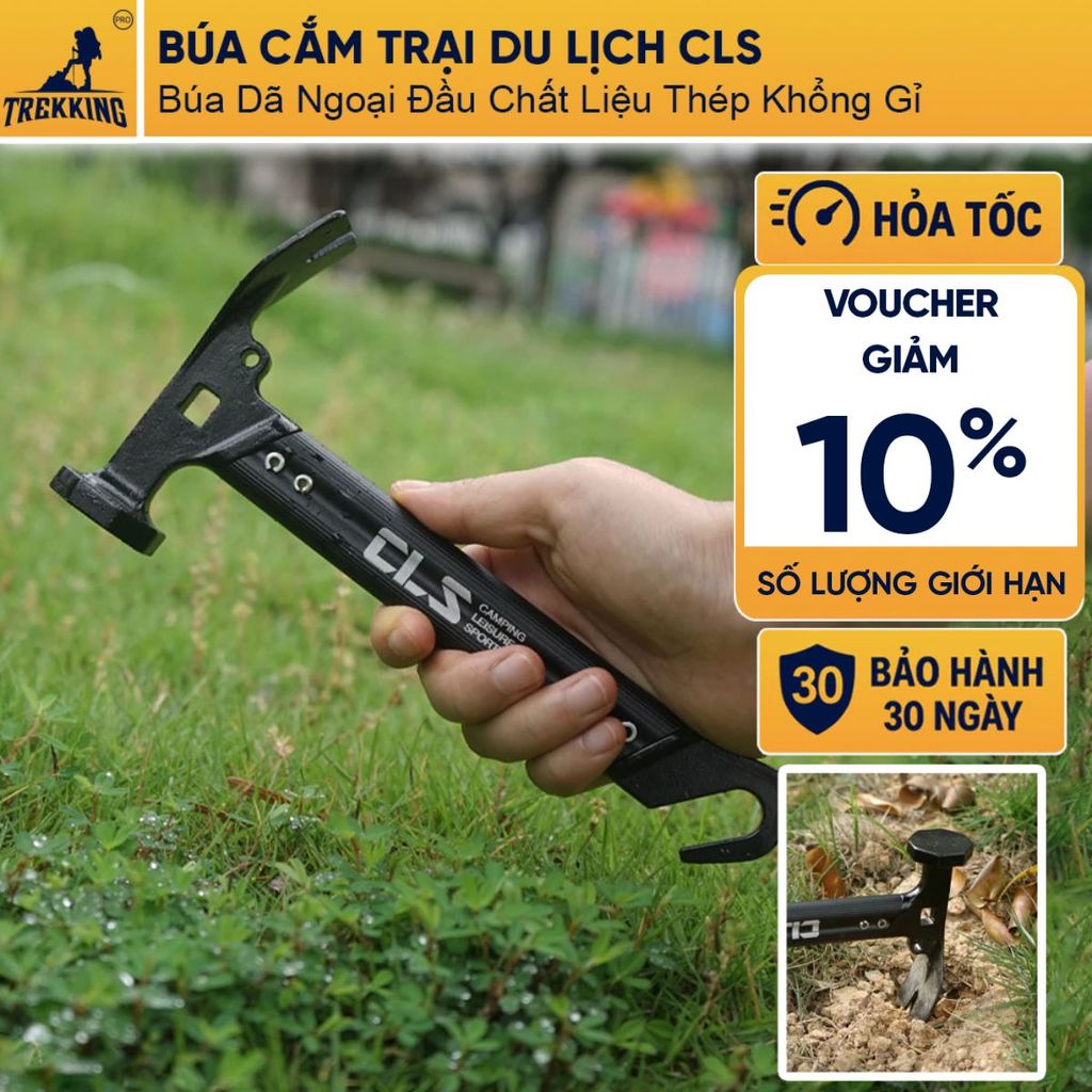 CLS Camping Travel Camping Hammer ค้อนปิคนิคหัวสแตนเลส, ค้อน Stake เต็นท์แคมป์ปิ้ง - Trekking pro