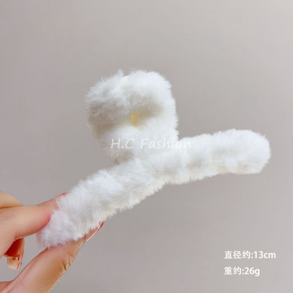 ขนาดใหญ่ (13ซม.) กิ๊บติดผมขนกระต่าย แบบนิ่ม สไตล์ ผู้หญิง เครื่องประดับผมสําหรับผู้หญิง K1 Miumiu ตก