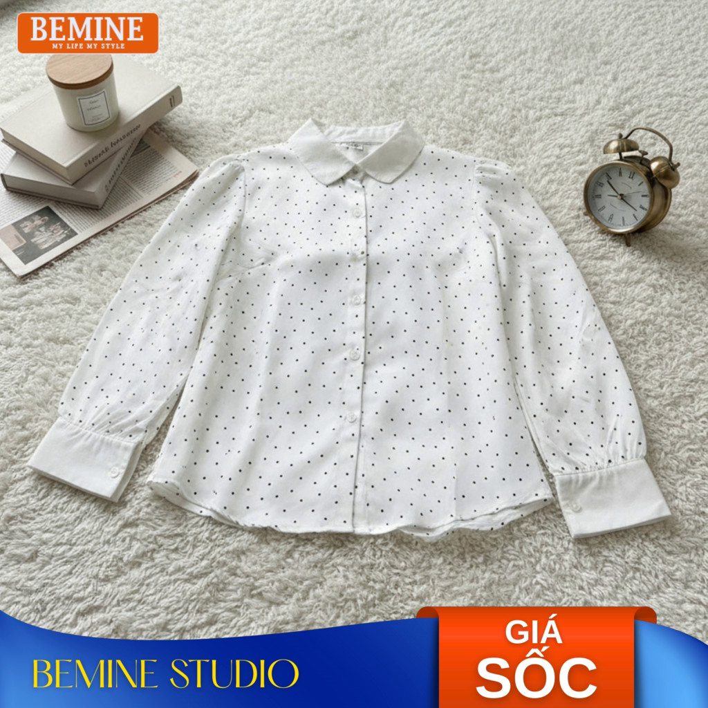 BEMINE เสื้อเชิ้ตแขนยาวลายจุด-A456