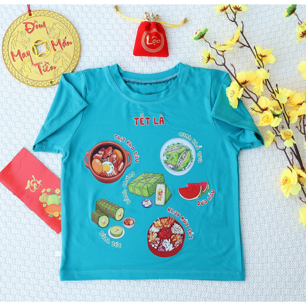 เสื้อยืด Combo Tet เป็นเนื้อตุ๋น สําหรับเด็กชายและเด็กหญิง 6kg-32kg.AT54 .