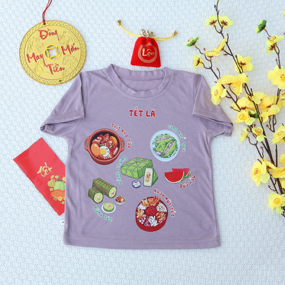 เสื้อยืด Combo Tet เป็นเนื้อตุ๋น สําหรับเด็กชายและเด็กหญิง 6kg-32kg.AT54 .