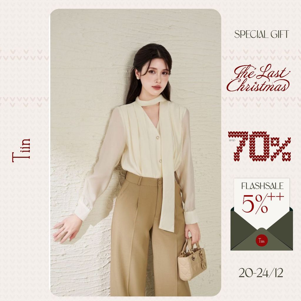 TINSTORE เสื้อเชิ้ตดีไซน์หัวใจจับจีบหรูหราคอปกสายสํานักงานแขนยาว AHD.2505.168