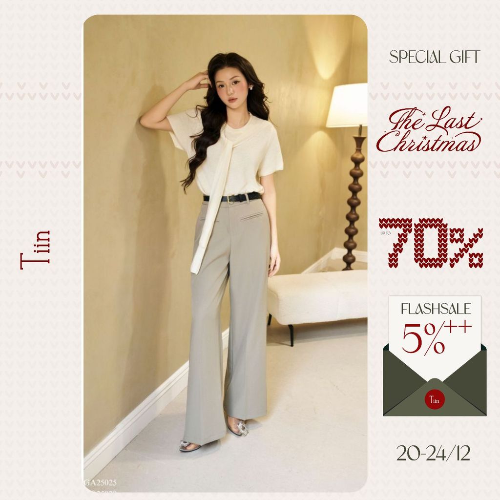 TINSTORE กางเกงขาตรงผู้หญิงสํานักงานหรูหราพร้อมขอบเอวและเข็มขัดสําหรับทํางานขั้นพื้นฐาน GQ25039