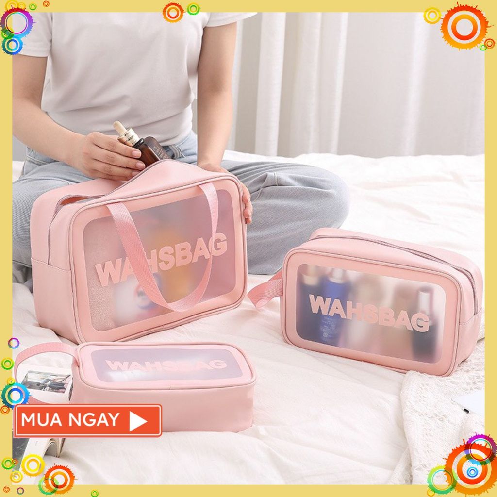 ชุดกระเป๋าเครื่องสําอาง Washbag 3 ชิ้น, กระเป๋าแต่งหน้าหลายขนาด - WASHBAG