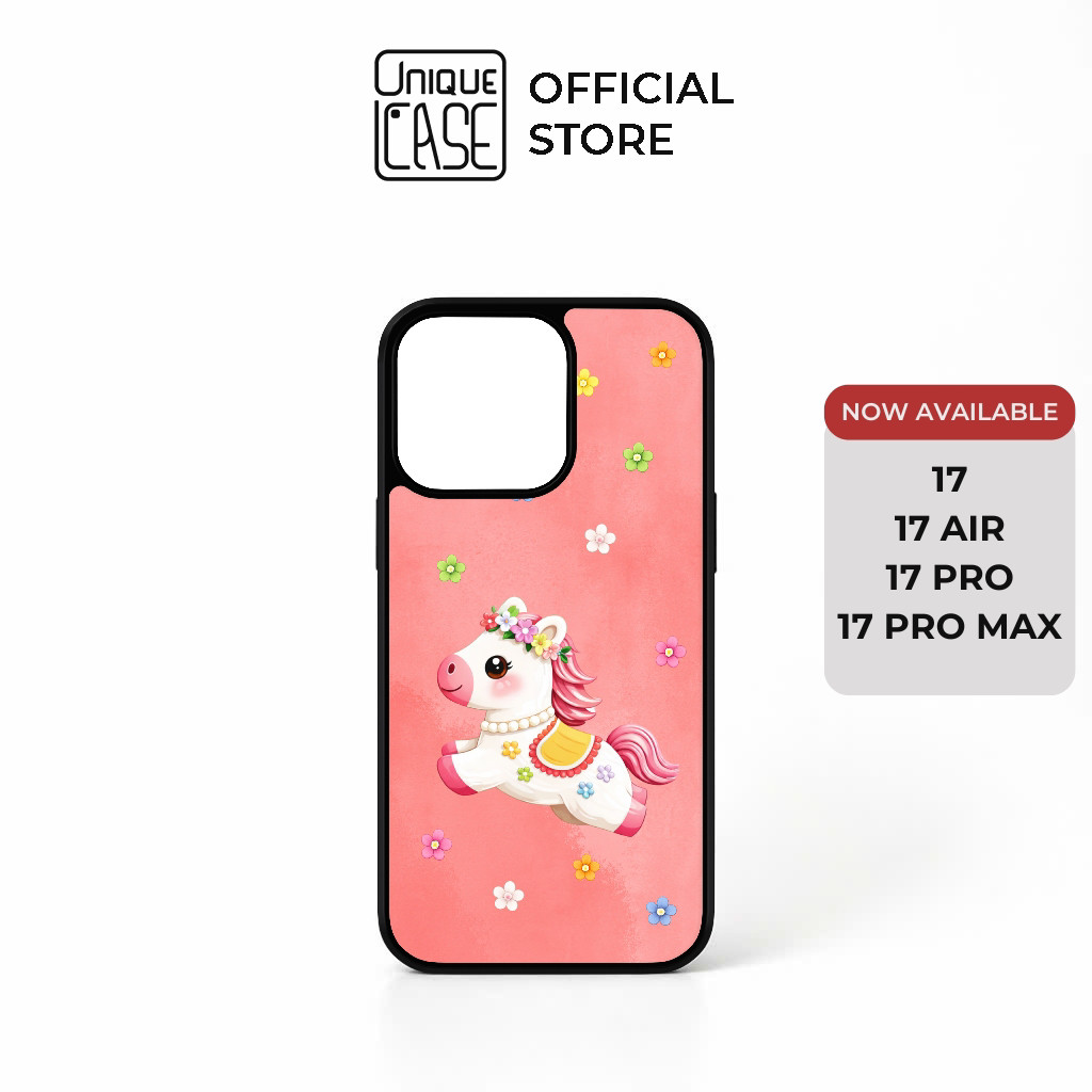 เฉพาะเคสสําหรับ iPhone พิมพ์ลายภาพม้าโชคลาภ ET 2026 ANI088 - พื้นหลังสีชมพู