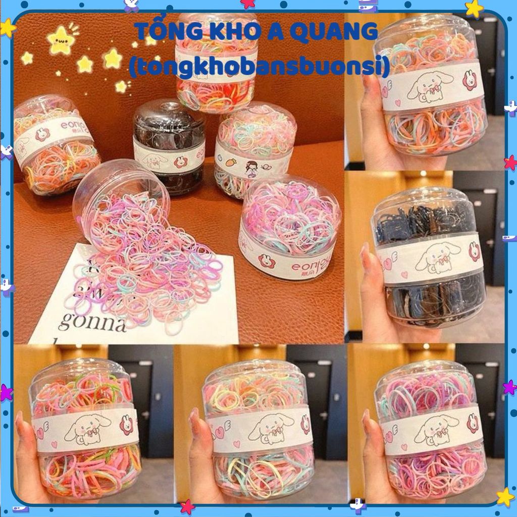 BOX OF 600 CHUNCH 2 SIZES CREATIVE 2 COMPARTMENT BOX DESIGN - ยางรัดผมไม่เจ็บปวด - ยางยืดผมสีสันสดใส