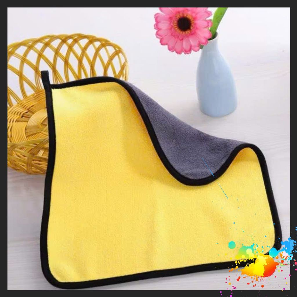 OTO CAR CLEANING TOWEL COMBO - ผ้าขนหนูทําความสะอาดอเนกประสงค์สองด้านสีเทาสีเหลือง - CODE: KHAN