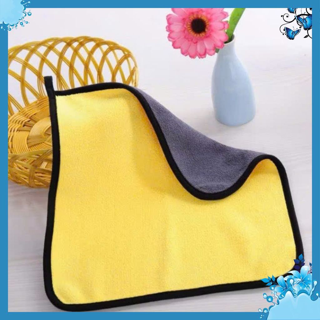 OTO CAR CLEANING TOWEL COMBO - ผ้าขนหนูทําความสะอาดอเนกประสงค์สองด้านสีเทาสีเหลือง - CODE: KHAN