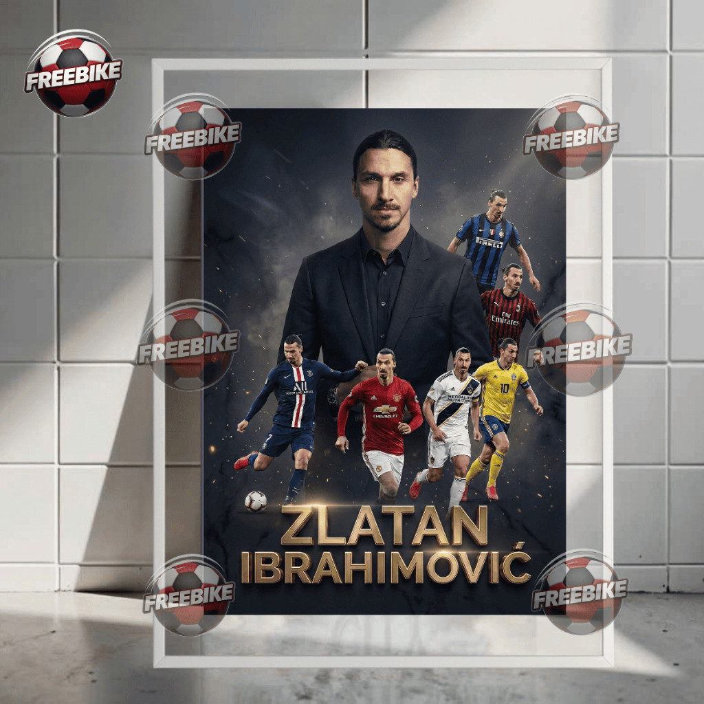 ZLATAN IBRAIHIMOVI โปสเตอร์ติดต่อพร้อมกรอบแก้วคริสตัลคุณภาพสูงรุ่น 1